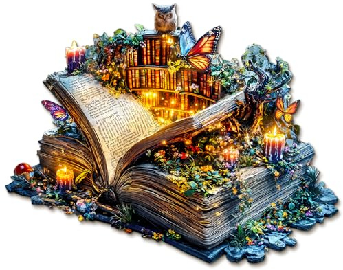 Blumuze Puzzle Bois Adulte, Livre Magique Puzzle en Bois Animaux, Puzzles Animal Unique pour Adulte, Magic Book Wooden Puzzles L-34 * 26.6 cm