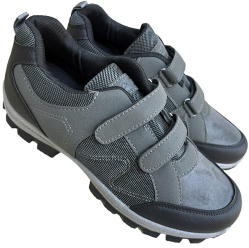 Scarpe da Ginnastica Uomo Sneaker Strappi Outdoor in Ecopelle e Tela e Soletta Estraibile Suola Antiscivolo supergrip (Grigio Nero, Sistema Taglie Calzature EU, Adulto, Uomo, Numero, Media, 40)
