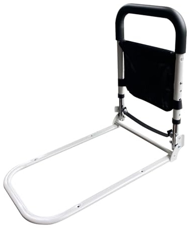 emlovosy Barre d’Appui de Lit pour Personnes Âgées avec Lumière LED à Détection de Mouvement, Réglable en Hauteur et Longueur, Rail de Lit pour Seniors, Femmes Enceintes et Handicapés