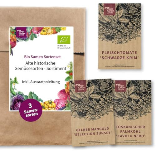 Magic Garden Seeds - Alte Historische Gemüsesorten (Bio) - Samenset mit 3 besonderen Saatgut Raritäten - Gemüsesamen alte Sorten - Pflanzensamen für den Garten
