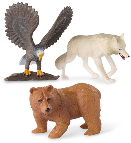 TERRA by Battat - Waldtiere - Wolf, Bär, Adler - Tierisches Spielzeug für Kinder - 3 Waldtierfiguren - Realistisches Tierspielset - Wolf, Bär, Adler - 3 Jahre +