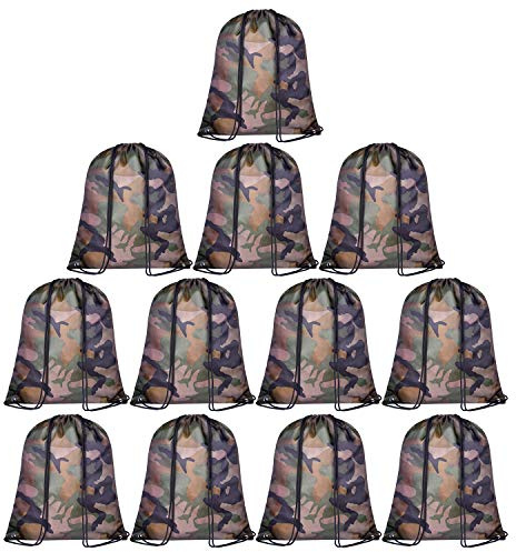 KUUQA 12 Pack Camouflage Drawstring Backpack Bulk String Backpack