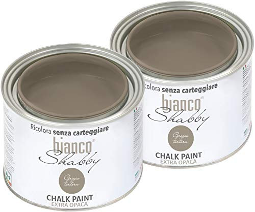 CHALK PAINT Grigio Tortora Pittura Shabby Chic Vintage per Mobili e Pareti EXTRA OPACO (2 x 500 ml)