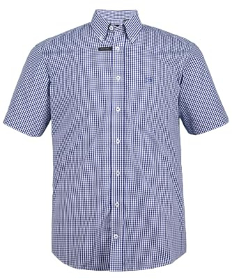 JP 1880 Camisa, Negocios, Manga Corta, Cuadros de Vichy, hasta 8XL, Corte cómodo Azul Claro 5XL 722860700-5XL