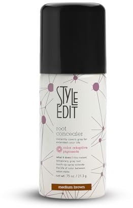 Style Edit Travel Size Root Touch Up Spray | Temporary Hair Color for Gray Roots and Thinning Hair | Salon-Quality, Transfer-Resistant Hair Concealer | Medium Brown, 0.75 oz