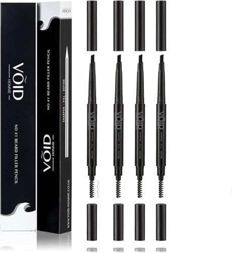 VOID Homme Matita per Barba Uomo (Marrone Chiaro, Confezione da 4) Penna da Barba Impermeabile, Matita Barba Riempimento, Penna Barba Naturale e Riempimento Barba. Beard Pencil, Beard Filler Mascara