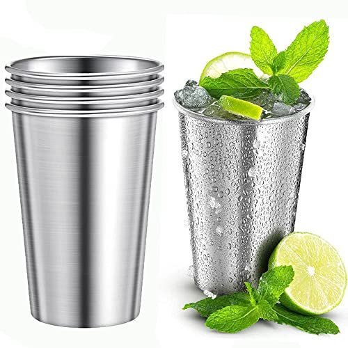 Schnapsgläser Tragbar, 5 Stücke Edelstahl Becher Stapelbar, Metall Trinkbecher, Edelstahl Becher 350ml, Stapelbar Und Wiederverwendbar Für Trekking, Wandern, Camping Und Party-Festival