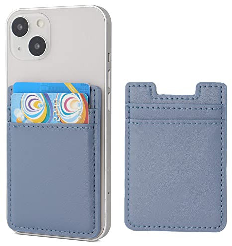 Fulgamo 2Pack Phone Card Holder,Leather Phone Wallet Adhesive Stick On Credit Card Pocket for Back of Phone Case iPhone and Android-Blue
