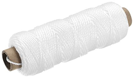 sourcing map Torcida Albañil Línea Nylon Cordel Cuerda Cordón Blanco 50M/164 Pies 2mm Diámetro para Redes, Paisajismo, Hogar Mejora, Bricolaje Proyecto, Artesanía, Albañilería