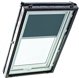 Original Roto Verdunkelungsrollo ZRV - Nahezu vollständige Verdunkelung - Führungsschiene Silber - Dachfenster Baureihe Designo R4/R7 und Classic 43/73 - Größe 054/078 | 05/07 - Stofffarbe Dunkelgrau