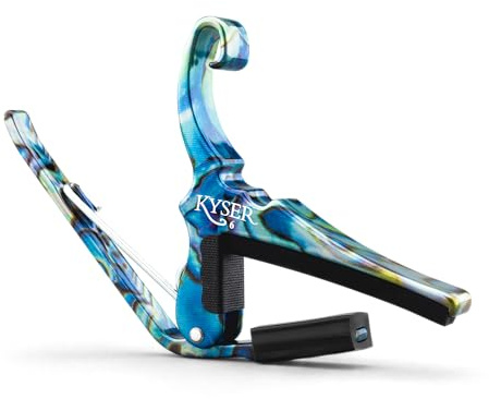 Kyser Musical Products Quick-Change Guitar Capo, KG6ABA, Abalone - For 6-String Acoustic Guitars, Made in USA, Quality, Strong, Lightweight, Quick & Easy Key Changes, Innovative, Perfect Fit