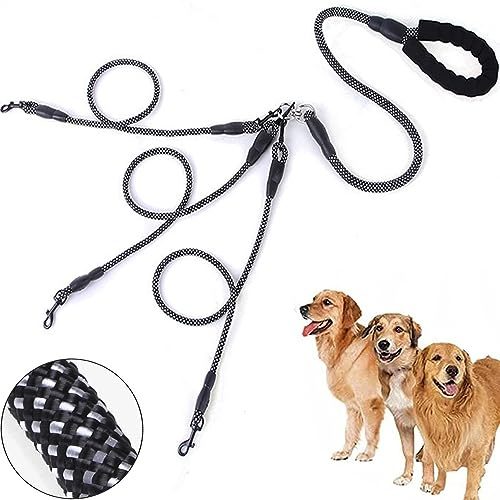 Laisse 3 en 1 pour chien - Anti-traction - Avec poignée rotative - Pour chiens de 1/2/3 tailles moyenne à petite - 1,5 m