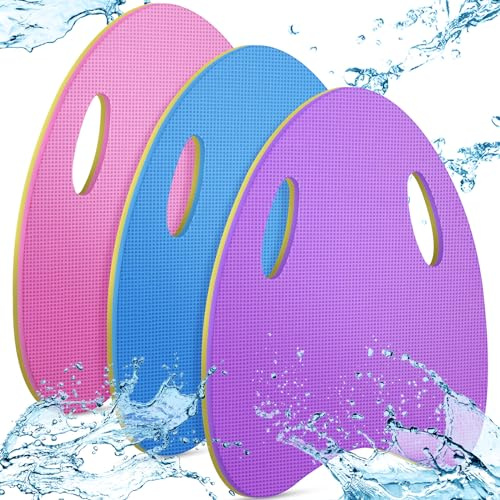 RoundFunny 3 Pcs Swimming Kickboard for Kids Swim Training Aid Kickboard with Handrail Hole Bicolor Kick Boards for Children Swimming Pool Board Auxiliary Equipment for Exercise Toddler Beach Summer