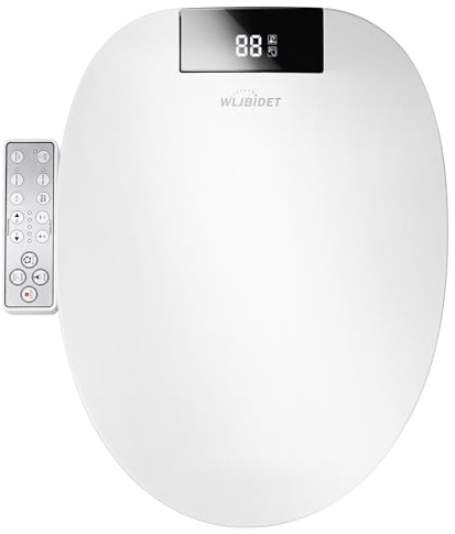 WLJBIDET Toilet Bidet Seat, Instant Warm Water, Self-Cleaning Nozzle, Multiple Spraying Modes, Electric Heated Seat, Warm Air Drying, Soft Closed Lid, Display Screen, Requires Electricity, Elongated