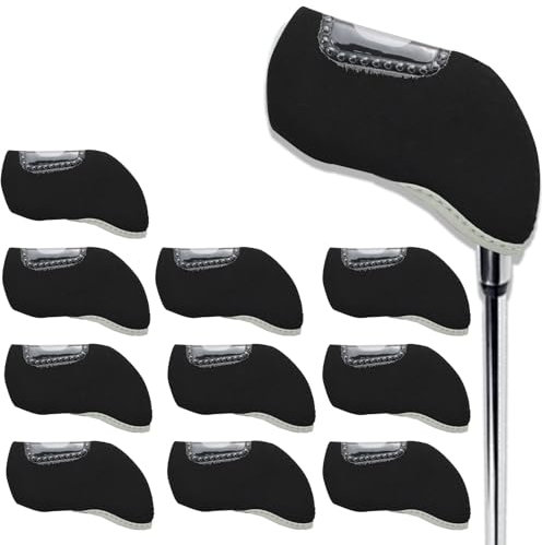 Golfschlägerhauben mit durchsichtigem Fenster, klare sichtbare Kopfbedeckungen, Golfzubehör für Putter, Golfanfänger, Damen und Herren, 10 Stück (schwarz)