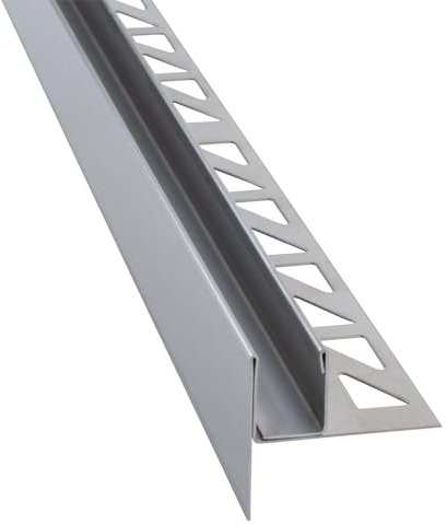 Dalsys Ducha de cuña inclinada 148cm, altura 19mm, izquierda, plata, perfil en U para soporte de cristal (cristal de 12mm) para ducha a ras de suelo, de acero inoxidable V2A resistente a la corrosión