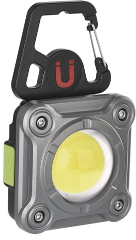 EMOS Mini projecteur LED rechargeable avec 3 modes d'éclairage, étanchéité IP44, luminosité max. 1200 lm, portée de 60 m, batterie de 2000 mAh avec jusqu'à 6,5 h d'autonomie, câble USB, crochet,