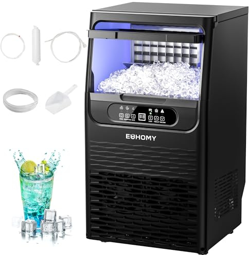EUHOMY Commercial Ice Maker Machine,80lbs/24H,36 Ice Cubes in 8-12 Mins,Under Counter Ice Maker with Water Filter,12lbs Storage Capacity,Freestanding Ice Machine for Home/Bar/Cafe/Restaurant