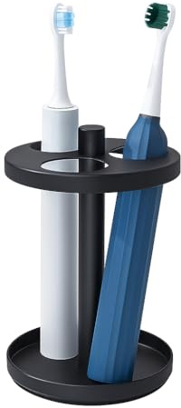 Electric Toothbrush Holder Stand for Bathroom: Stainless Steel Ventilated Organizer with Slots for Electric Toothbrushes & Razors, Black