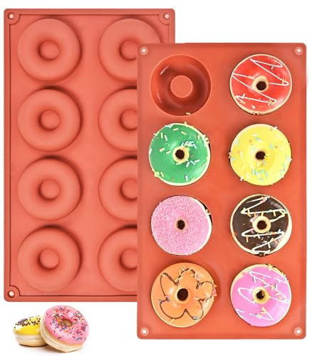 weiclianhp 2 Stück Donuts Backform, 8 Hohlraum Donut Backform Backformen Silikon, Donut form für Kuchen Keks Bagels Muffins, Donutform Silikon Backformen Geschirrspüler, Backofen, Mikrowelle