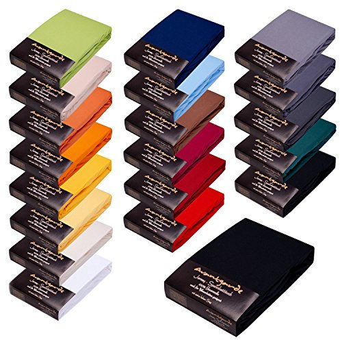 AVANTGARDE Premium SPANNBETTLAKEN - 140x200-160x220-40cm Steg - auch für Boxspringbett & Wasserbett - Spannbetttuch, sehr Gute ca.170g/m² - Bettlaken 100% Jersey Baumwolle, ÖKO-TEX (16 Schwarz)