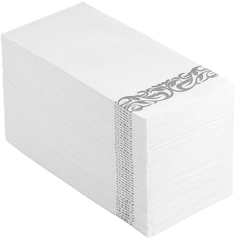 minkissy 25 Stück Elegante Einweg Servietten Stoff in Silber für Hochzeitsdekorationen und Stilvolle Dinner oder Partyveranstaltungen