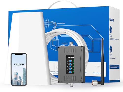 Cell Phone Signal Booster for Home Office Metal Building | Boosts 5G 4G LTE Signals on Band 2 4 5 12 13 17| Up to 3000 sq ft | Supports Verizon, AT&T, T-Mobile & More | FCC Approved