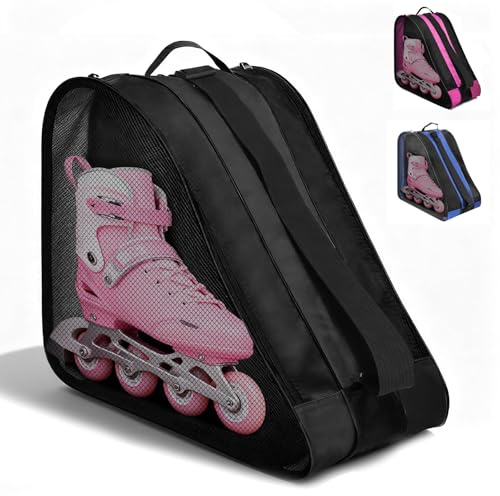 NICEWAT Bolsa para patines de hielo para niños, bolsa para patines en línea, bolsa de hockey sobre hielo con correa ajustable, transpirable, bolsa para botas de esquí