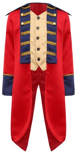 YiZYiF Kids Boys Vintage Steampunk Tailcoat Medieval Pirate Gothic Frock Coat Renaissance Victorian Jacket Red 6 Years