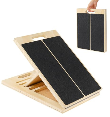 Nymblis Wooden Slant Board, Foldable Calf Stretch Board for Squats Wedge | 5 levels Adjustable, Incline Stretch and Mobility Exercise, Portable Calf Stretcher, for Home, Gym, Office, Outdoor