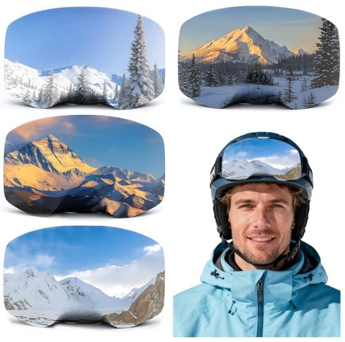 WEINIBAO 4 Piezas Funda Protectora para Gafas de Esquí, Protege Contra Arañazos, Funda para Gafas de Esquí Portabilidad para Hombres Mujeres, Protector Gafas Esqui para Viajes Après-Ski (C)