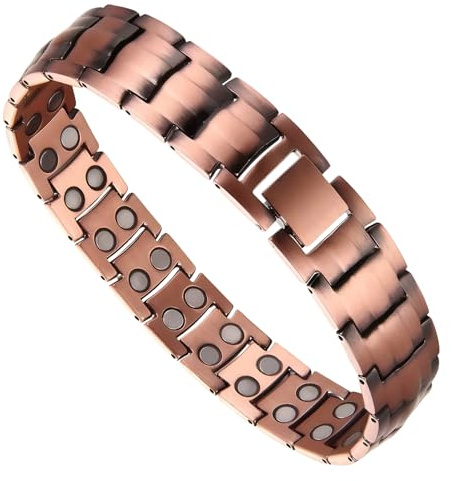 BLNC Magnetiskt Armband för Herrar, Koppararmband med 4 Element, Inklusive Justeringsverktyg (Brons)
