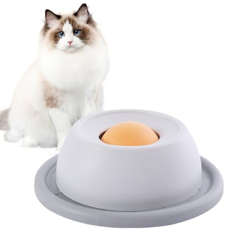 Interaktiv hund katt slickleksak, halkfri slickskål långsam matare för ångestlindring, berikning lugnande leksak för att främja hälsosam kost och psykisk stimulering för små medelstora husdjur (grå)