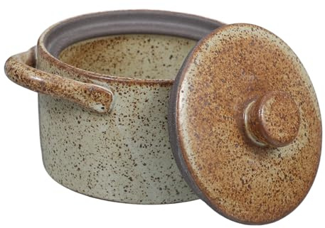 CALLARON Cuenco de Cerámica Japonesa Pequeño para Guisar con Tapa, Olla de Sopa para Baño María, Cazuela Vintage para Cocinar al Vapor, Adecuado para Comidas Familiares Pequeñas