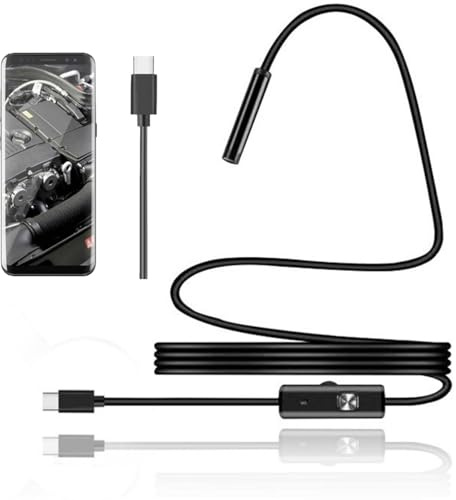 Endoscope Snake Camera for Phone, Type-C Inspection Camera with Light,Drain Camera,Borescope Inspection Camera,Engine Compartment&Transmission Inspection,Drain Inspection Camera(1M Flexible Wire)