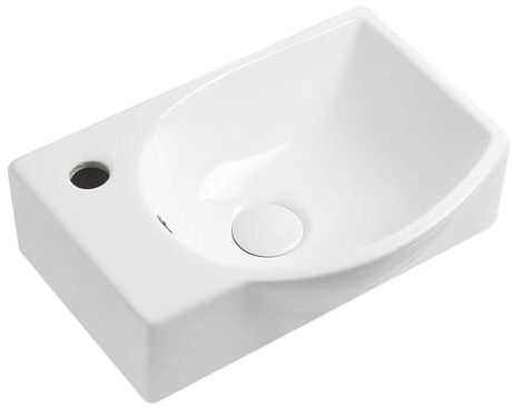 Kompakt Handfat I Keramik - Litet Hörnhandfat Med Avloppsslang, Vägghängd Eller Bänkmonterad, Modell C - Svart Kranset,Model B-Drainer set