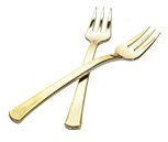 Pack of 48 Elegant Gold Mini Plastic Forks/Multi-use Plastic Dessert Forks - Gold - 10cm (4 inch)