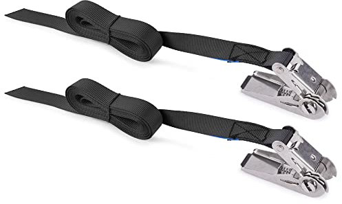RACEFOXX Cinghia di tensionamento con cricchetto in acciaio INOX, pezzo unico, 400 cm, cinghia, sicurezza per il trasporto, cinghie di tensione, sicurezza del carico, una coppia