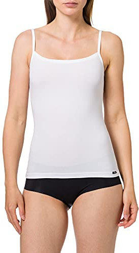 Skiny Damen Cotton Essentials 080479 Spaghettishirt, Weiß, 42 EU