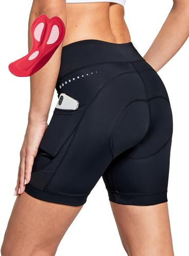 baleaf Radlerhose Damen Gepolstert 4D Fahrradhose Radhose Gepolstert Kurz Radunterhose Rennrad Hose Fahrrad Unterwäsche Radbekleidung Schwarz XXL
