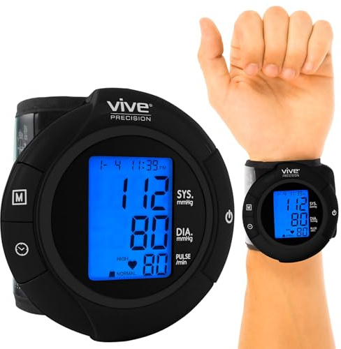Vive Precision Smart Wrist Blood Pressure Monitor - Digital Automatic Accurate BP Cuff Machine for Irregular Heartbeat & Heart Rate Detection at Home - Portable Wireless Display for Adults, Pregnancy