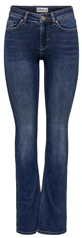 ONLY Damen Onlblush Mid flared Dnm Tai021 Noos Jeans, Dark Blue Denim, L / 30L EU