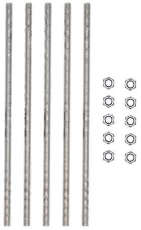 M8x250mm Fully Threaded Rod Studs Long Metric Threaded Screw 304 Stainless Steel Right Hand Threads All Threaded Rod Studs for Anchor Bolts Clamps Hangers U-Bolts 5 Pack