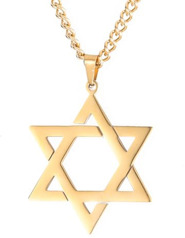 TEAMER Davidstern Anhänger Halskette Jüdisches Magen Amulett Edelstahl Halsketten Vintage Schmuck (Stil 1-Gold)