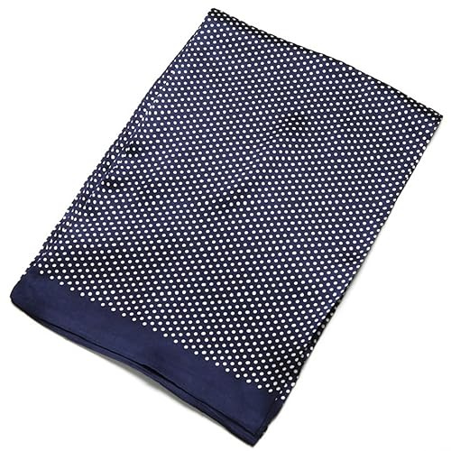 WILsem Silkesscarf vintage polkaprickig lång dubbelt lager halsduk kravatt affärskontor ljuddämpare blå svart män, BLÅ, en storlek