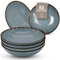 Set di 6 Piatti Fondi Rustici - Steingut di Qualità Premium, Lavabili in Lavastoviglie - Elegante Set di Piatti Profondi per 6 Persone, Ideali per Zuppe, Insalate e Pasta - Pure Living Blu Fumo