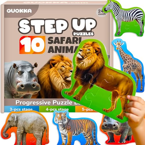 Puzzle Giocattolo per Bambini 2 a 3 Anni - Giochi di Animali 3 a 5 Anni | Animali Safari con 8 Forme Realistiche - 40 Grandi Pezzi di Puzzle - Regalo Educativo Bambino 2 a 4 Anni