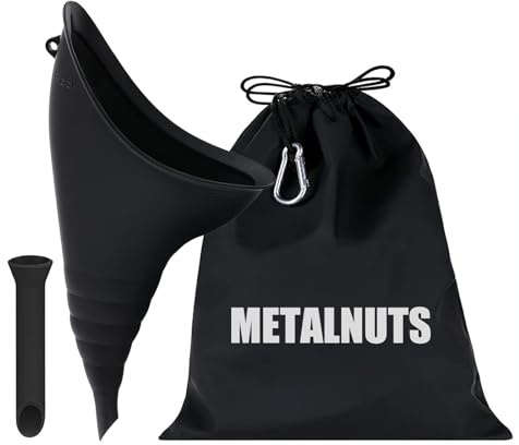 Urinella reutilizable para mujer - Set completo con embudo y bolsa de almacenamiento, ideal para camping, senderismo y viajes, color negro