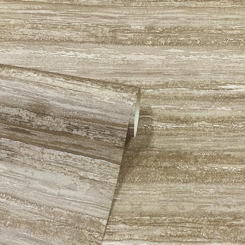 Arthouse Sahara Texture Stripe Effect Distressed Look Metallic Wallpaper Vinyl Cream Taupe Brown 297706