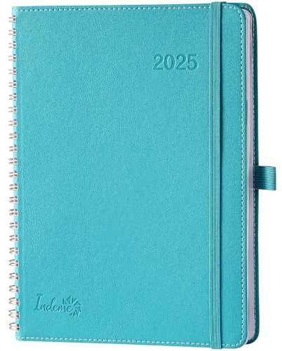 Terminplaner 2025 - Kalender 2025 von Januar 2025 bis Dezember 2025,12 Monate Terminplaner A5 1 Woche 2 Seite, Abreißbare Ecken, Plastiklineal, 22 x 16,5, blau